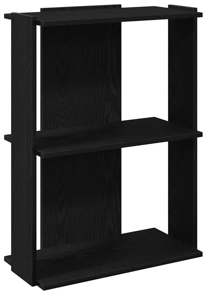 3 szintes fekete szerelt fa könyvespolc 60x30x80 cm