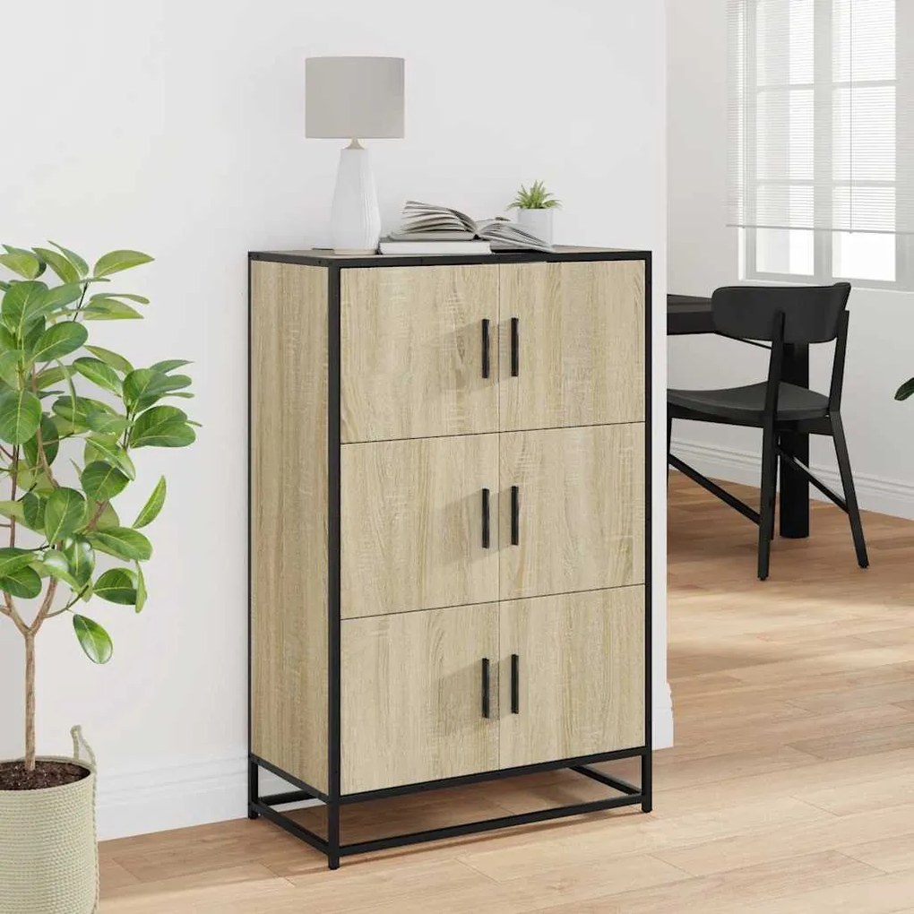 Highboard sonoma tölgy 68x35x106,5 cm gépelt fa és fém