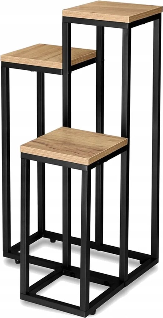 Álló Virágágyás Fém Loft Virágtartó 3 Polcos Ipari Erkély