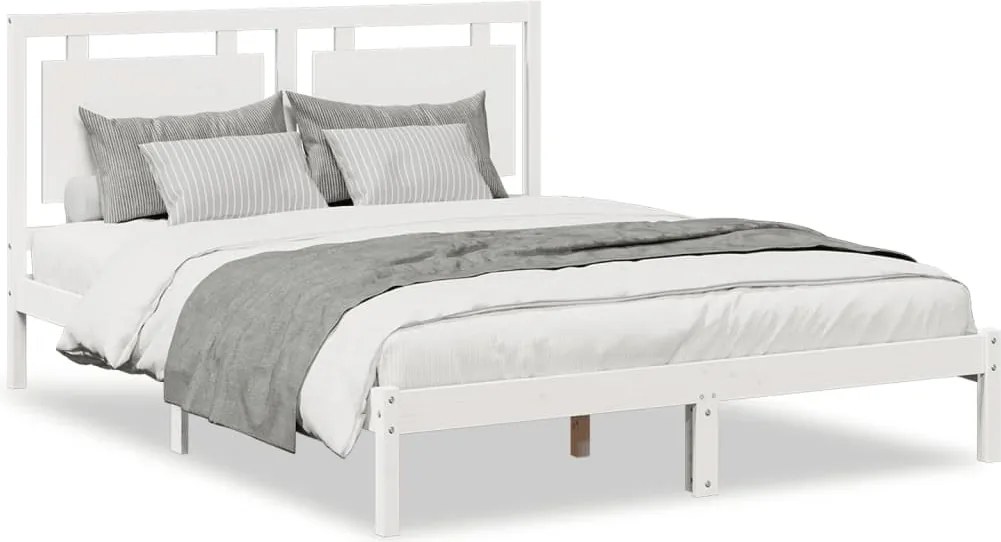 vidaXL fehér tömör fa extra hosszú ágykeret matrac nélkül 140 x 220 cm