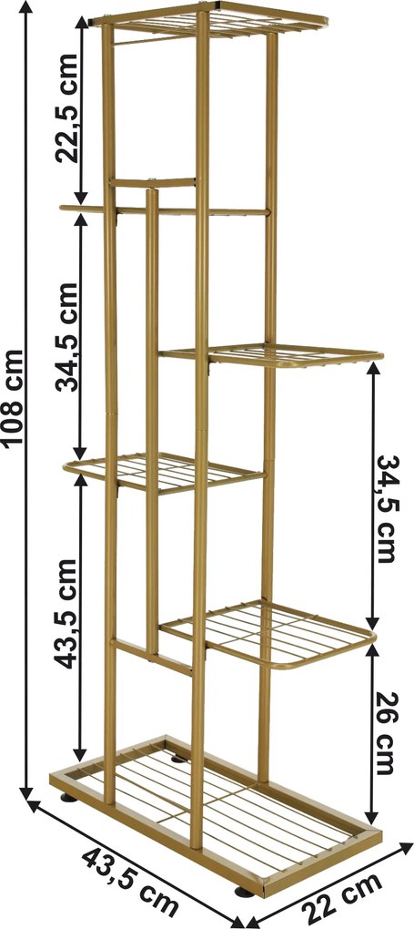 Fém virágállvány, arany, BAMIR TYP 3