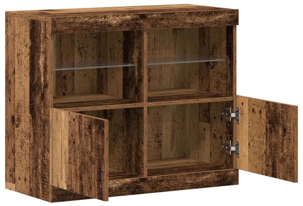 Oldalfal LED világítással Régi Fa 81x37x67 cm