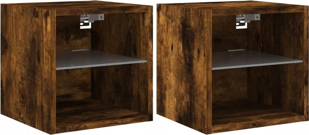 vidaXL 2 db füstös tölgy fali TV-szekrény LED-ekkel 30 x 28,5 x 30 cm