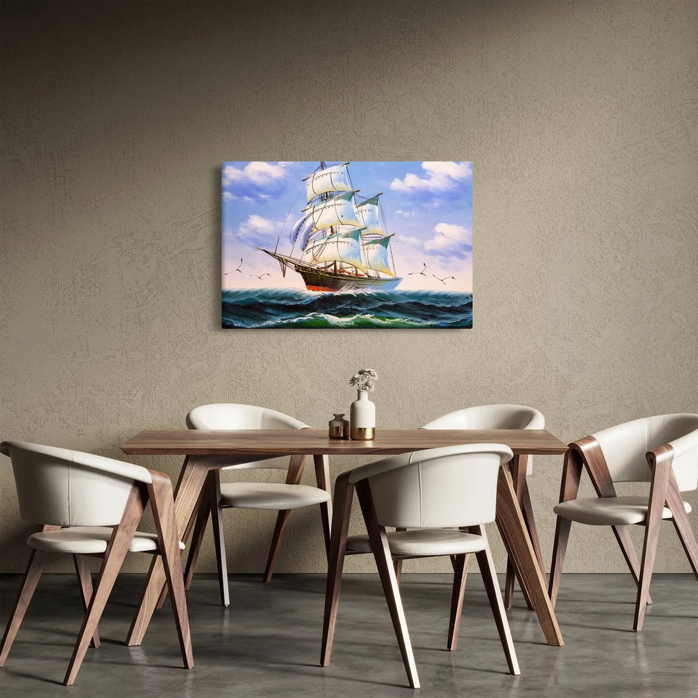 Kép egy hajóról a hullámokon (90x60 cm)