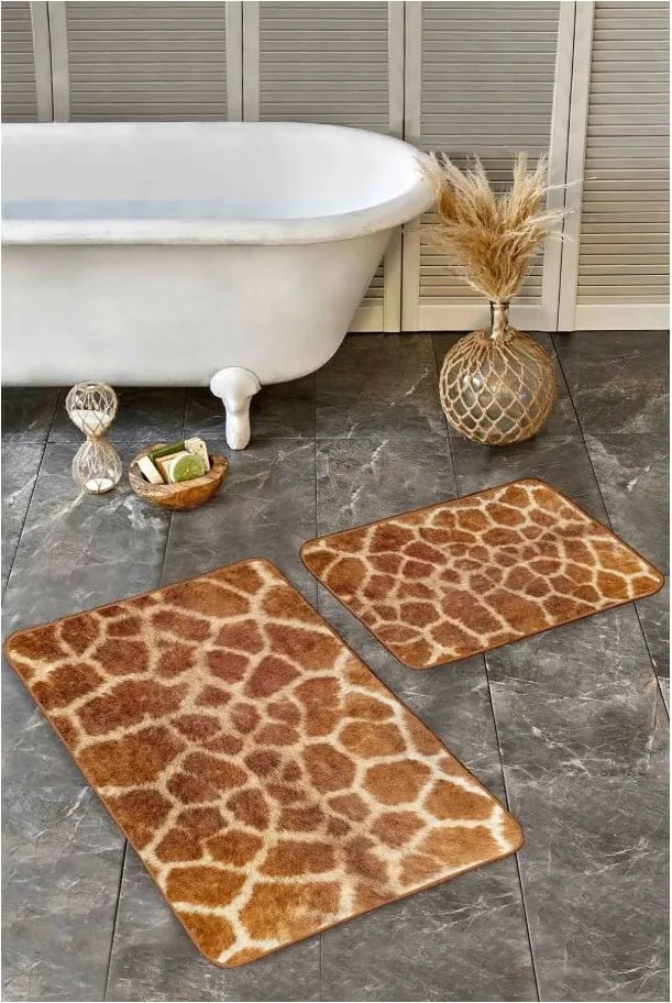 Barna bársony fürdőszobai kilépő szett 2 db-os 60x100 cm – Mila Home