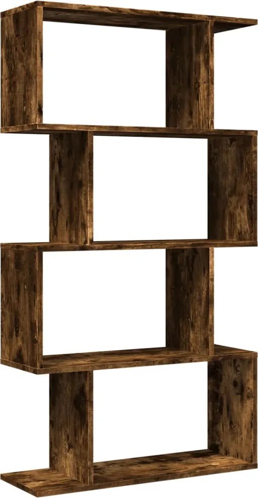 vidaXL 4 szintes füstös tölgy fa elválasztó könyvespolc 70x24x129 cm