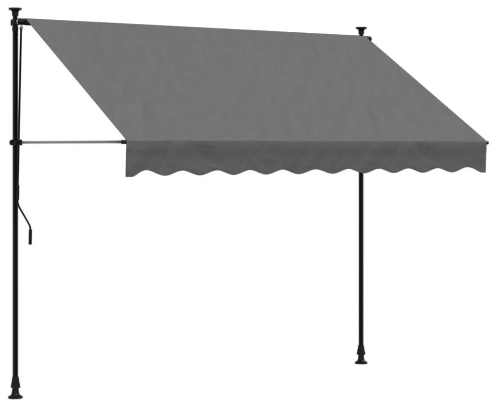 antracit szövet és acél feltekerhető napellenző 250 x 150 cm