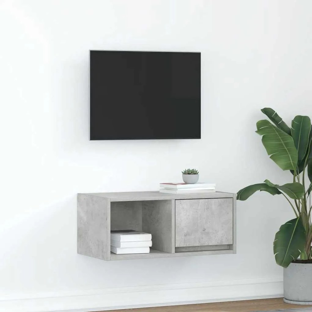 betonszürke szerelt fa TV-szekrény 60x31x25,5 cm