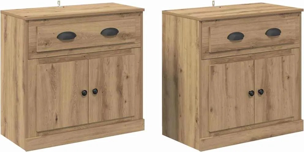vidaXL Oldalszekrények 2 pcs Artisan tölgy 70 x 35,5 x 67,5 cm Faanyag