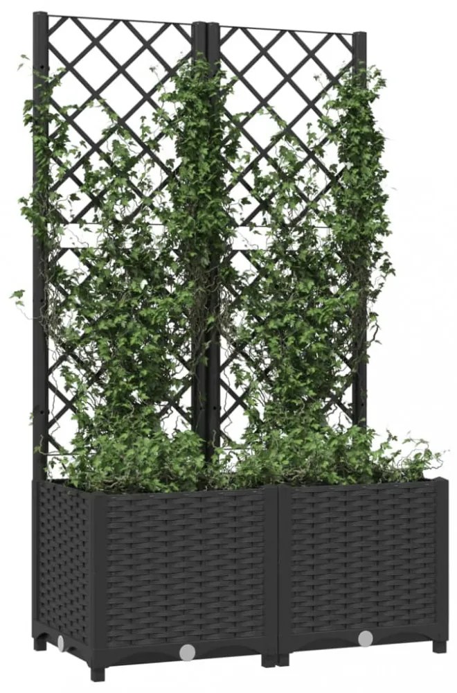 fekete polipropilén rácsos kerti ültetőláda 80 x 40 x 136 cm