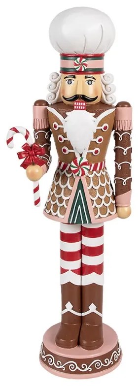 Karácsonyi diótörő figura mézeskalács ruhában cukorkával 46 cm