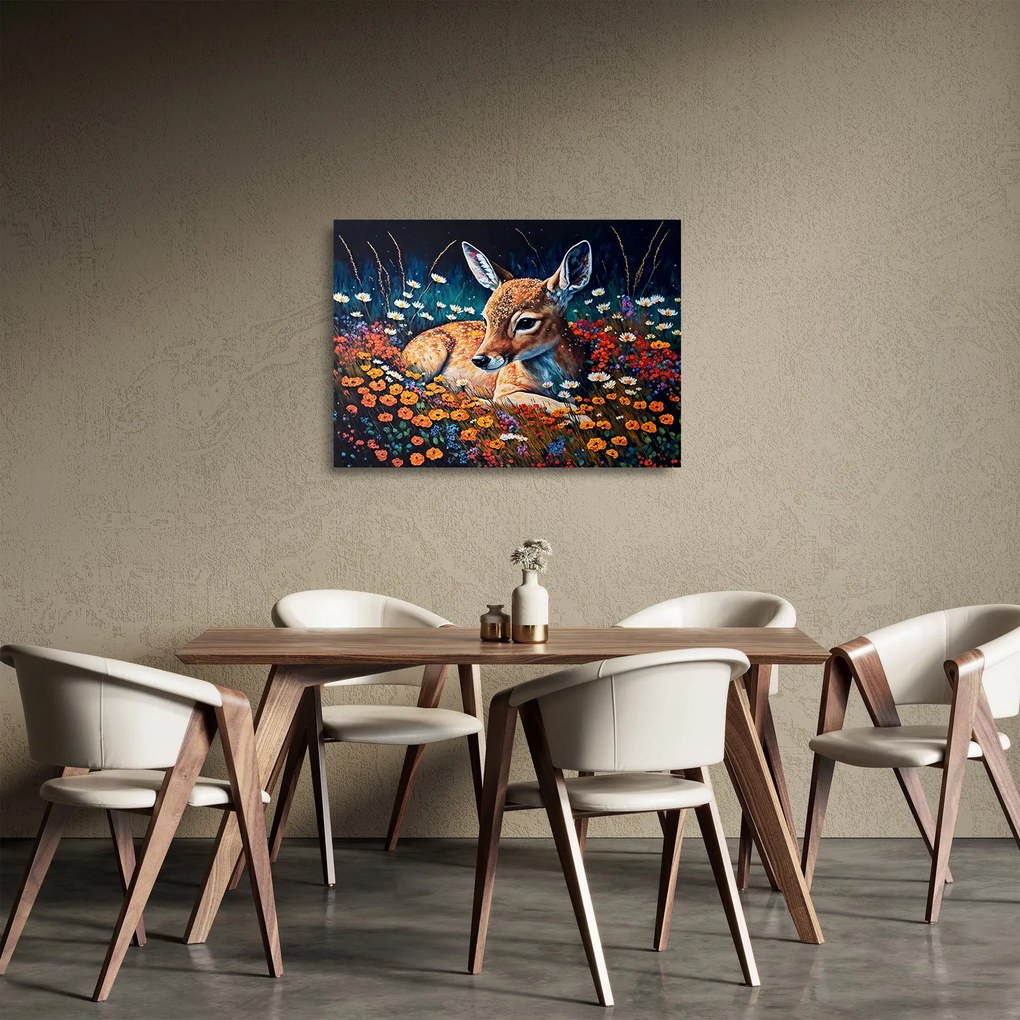 Üveg kép - Festett szarvas (70x50 cm)
