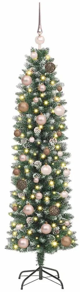 Mű Karcsú Karácsonyi Fa LED -es lámpákkal Zöld 150 cm