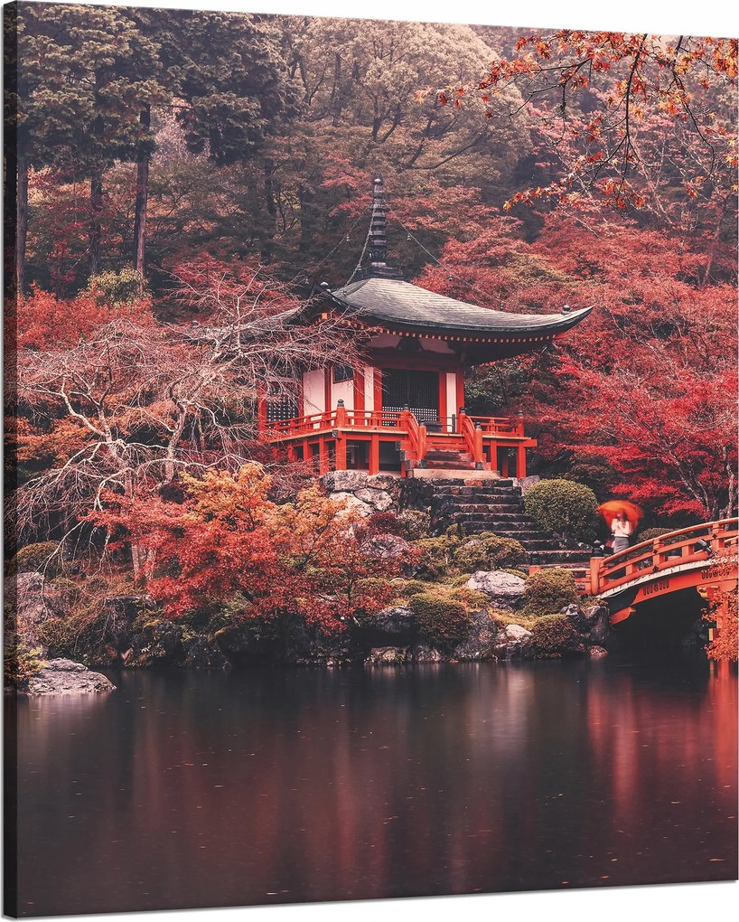 Vászonkép Fák Színes Japán Stílus Nyugalom 80x100 cm