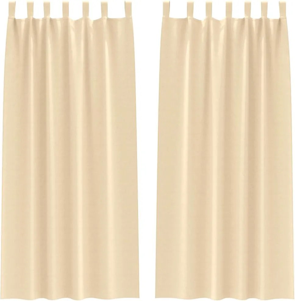 vidaXL Fekete Függöny Gyűrűkkel 2 pcs Krém 225 x 140 cm Poliészter
