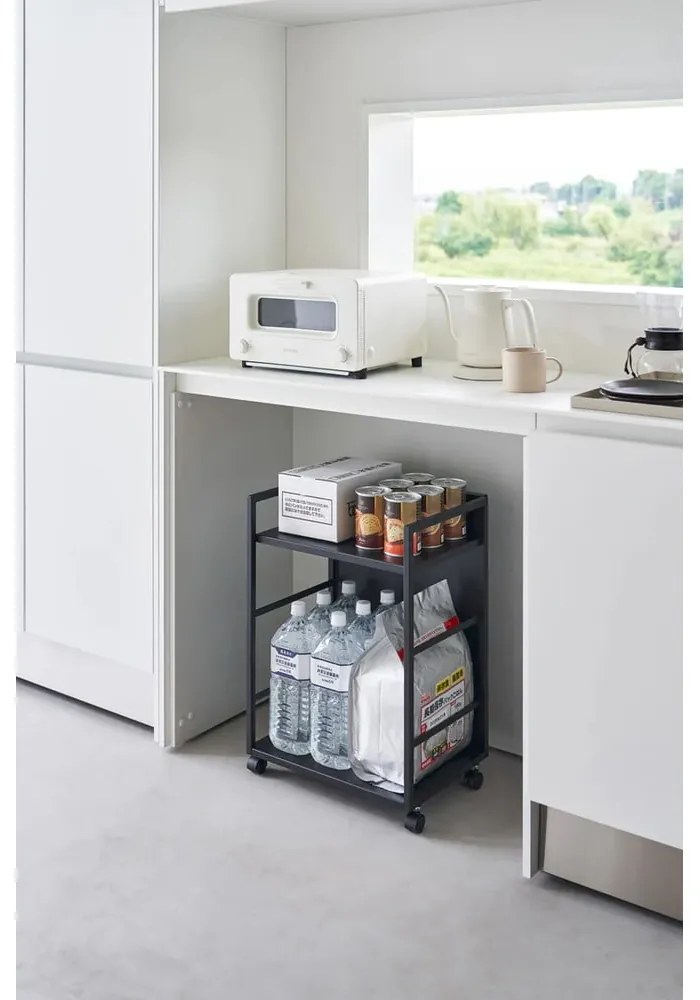 Fekete fém gurulós polcos állvány 42x60 cm Tower – YAMAZAKI