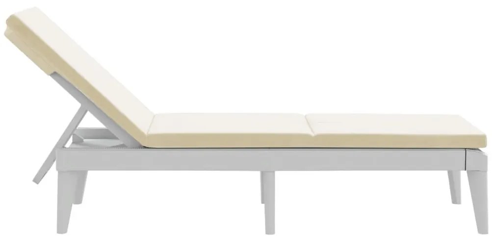 Fehér PP napozóágy párnával 186 x 60 x 29 cm