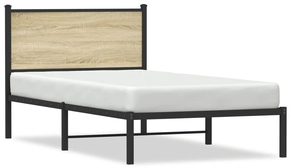 sonoma tölgy színű fém ágykeret matrac nélkül 100 x 200 cm
