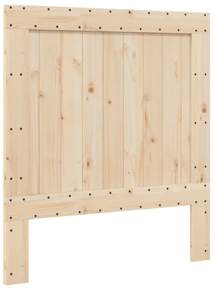 szürke tömör fenyőfa ágykeret fejtámlával 90 x 200 cm