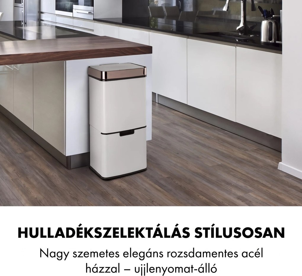 Klarstein Royal Trash Rose Gold, szemétkosár szenzorral, 72 l, rozsdamentes acél, rózsaszín arany