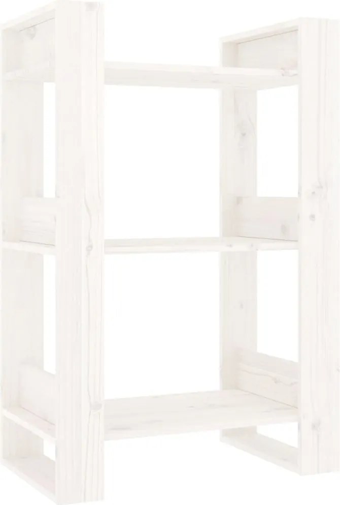 vidaXL fehér tömör fenyőfa könyvszekrény/térelválasztó 60x35x91 cm