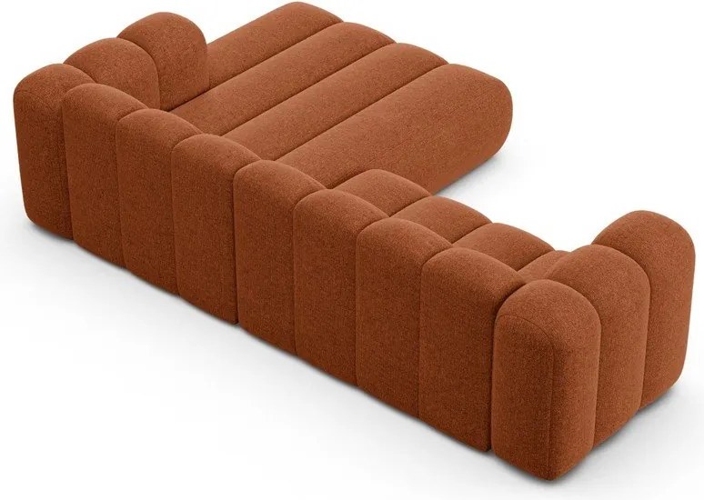 Téglavörös zsenília sarokkanapé (jobb oldali-heverő résszel) Lupine – Micadoni