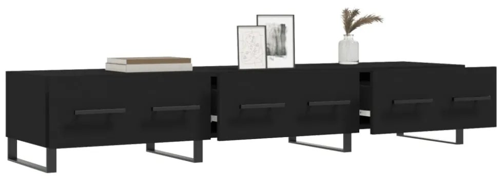 fekete szerelt fa TV-szekrény 150 x 36 x 50 cm