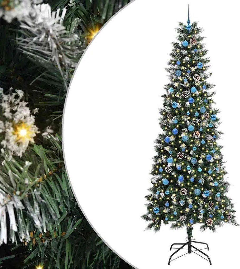 vidaXL Mű karácsonyfa 300 LED-del Zöld 240 cm PVC és Műanyag és Acél