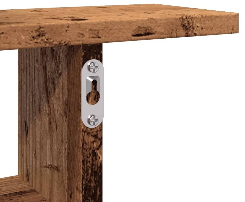 2 db antik fa színű szerelt fa fali polc 38 x 12 x 38 cm