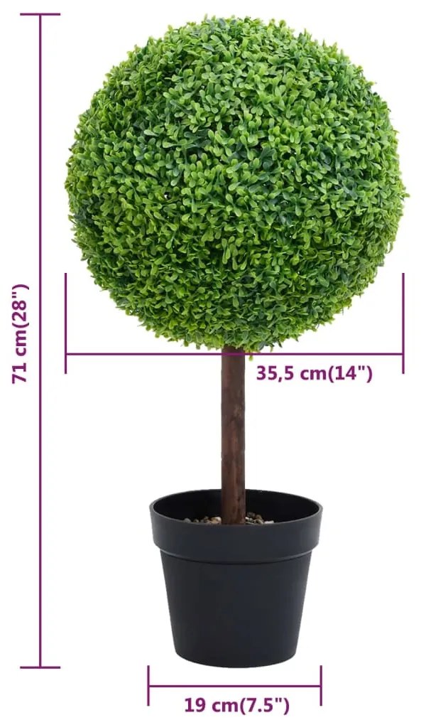 zöld gömbalakú cserepes műpuszpáng 71 cm