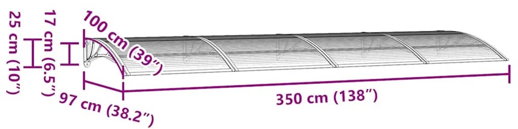 fekete polikarbonát ajtóelőtető 350 x 100 cm