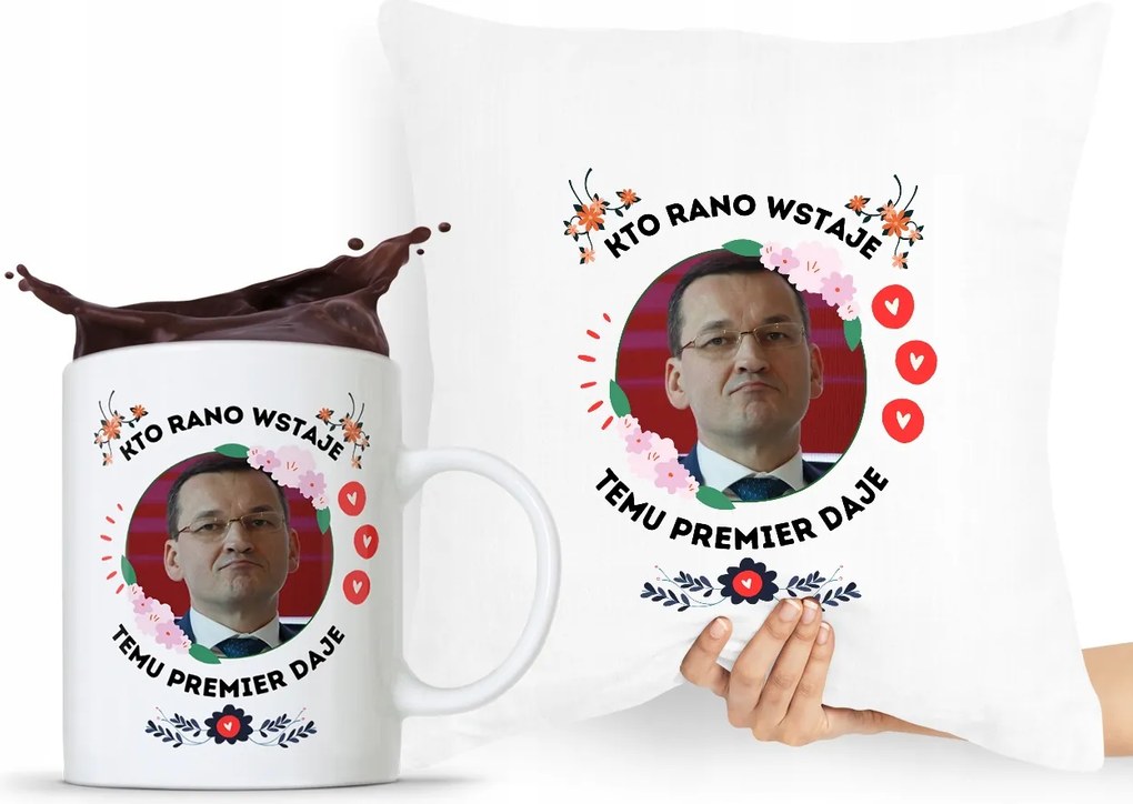 Párna Bögre Szett Ajándék Mateusz Morawiecki nyomott mintával