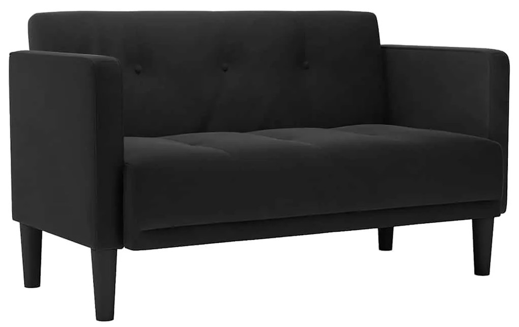 fekete bársony loveseat kanapé 111 cm