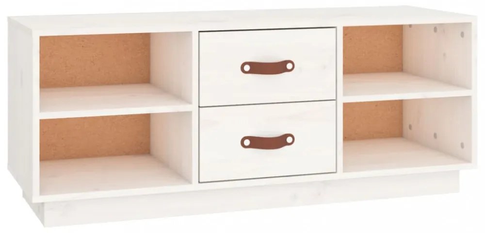 fehér tömör fenyőfa TV-szekrény 100x34x40 cm