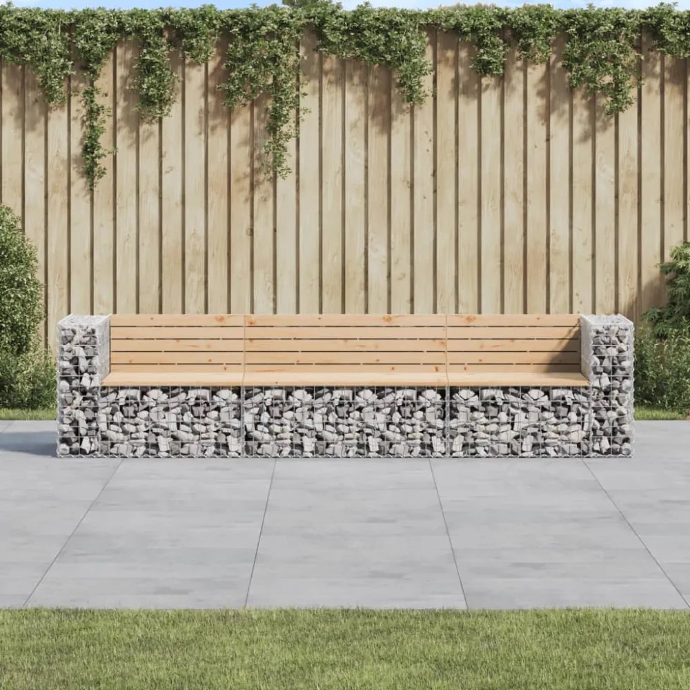 tömör fenyőfa gabion kerti pad 287x71x65,5 cm