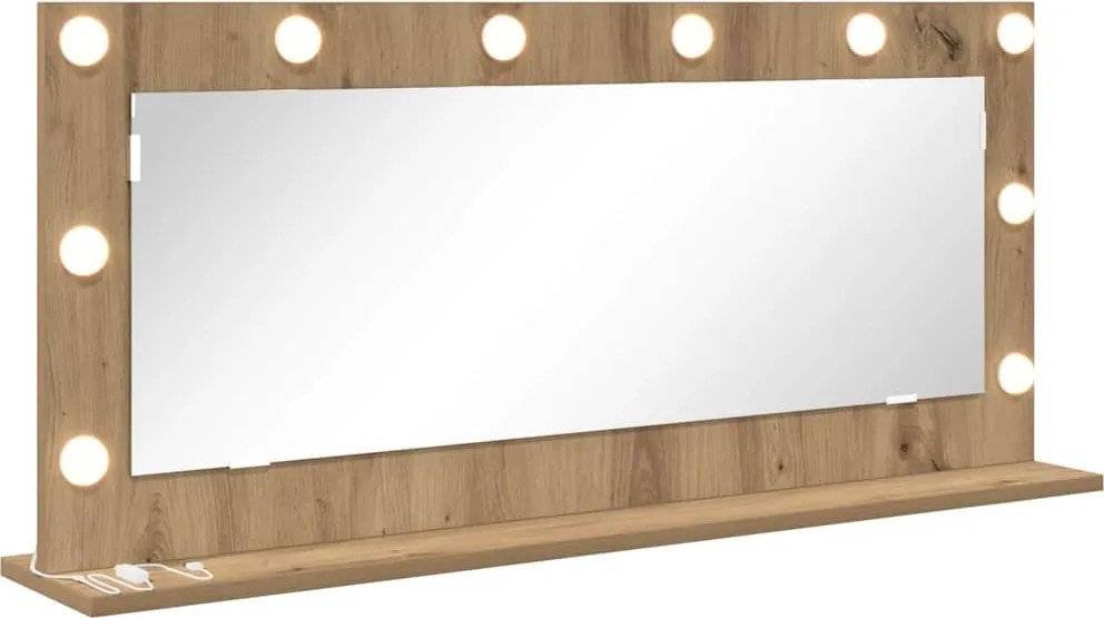 vidaXL Toalett Tükör Artisan tölgy 100 x 45 x 18 cm Üveg és mérnöki fa