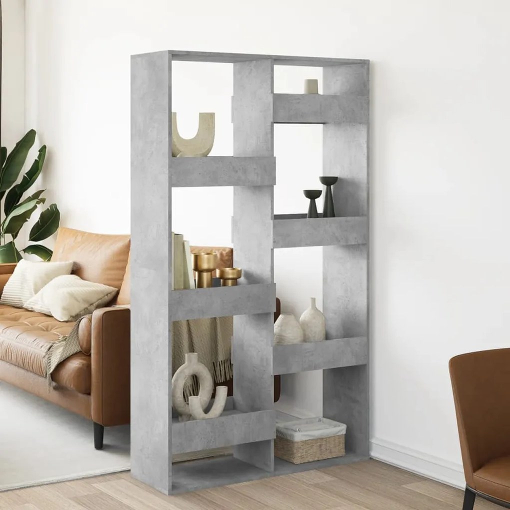 betonszürke szerelt fa térelválasztó 100 x 33 x 175 cm