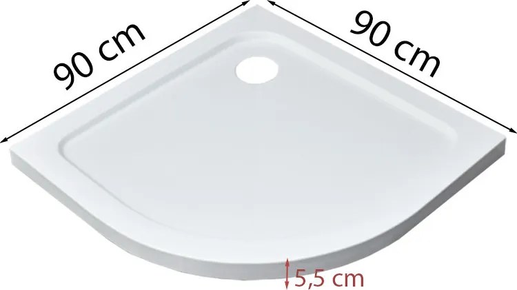 Modena Slim íves alacsony akril zuhanytálca 90x90 cm