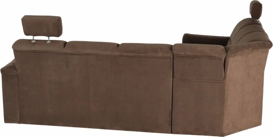 Kinyitható ülőgarnitúra, barna szövet, balos, SANTIAGO