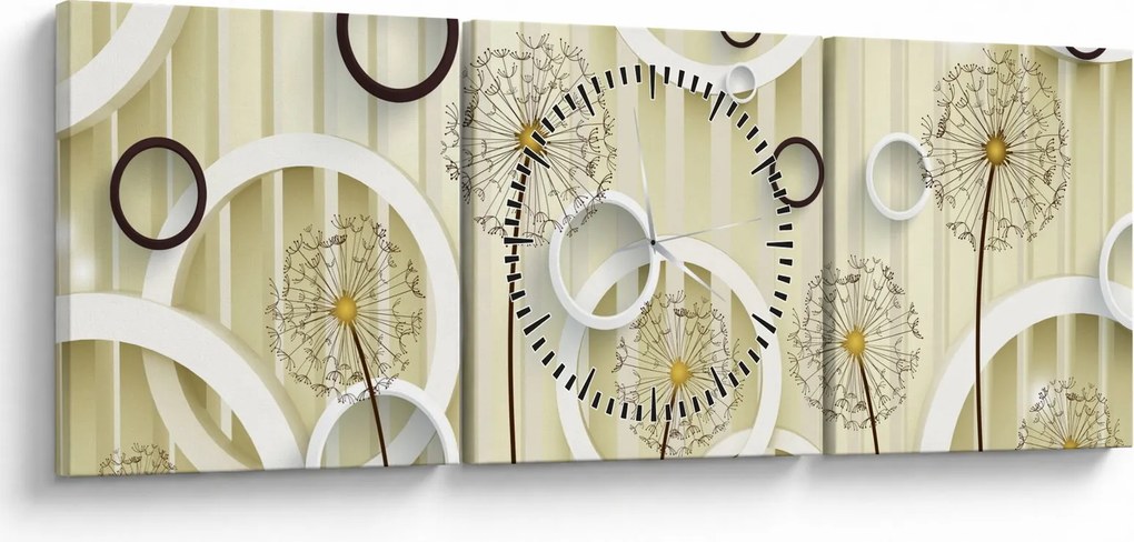 Absztrakt pitypangos kép (órával) (90x30 cm)