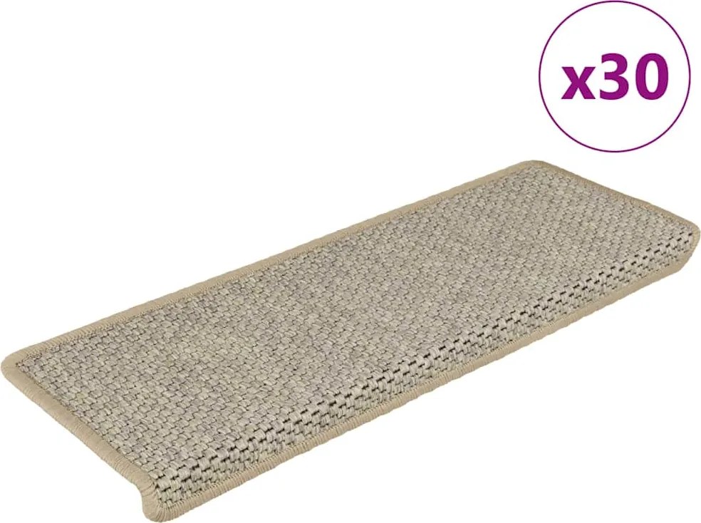 vidaXL 30 db világoszöld lépcsőszőnyegek öntapadós szizál kinézetű 65x21x4 cm