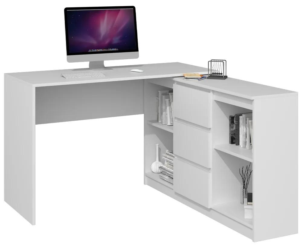 Drohmo Plus 2D3S íróasztal szekrénnyel, fehér