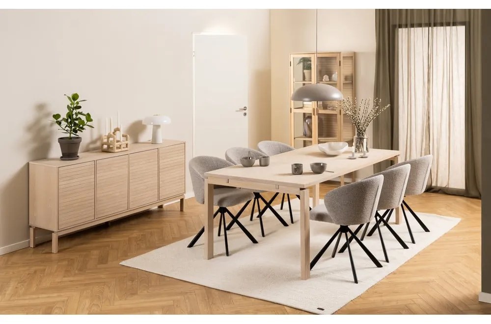 Bővíthető étkezőasztal tölgyfa dekoros asztallappal 100x200 cm Linley – Actona