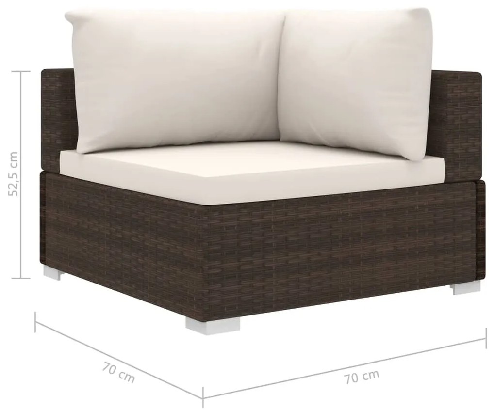 10-részes barna polyrattan kerti bútorszett párnákkal