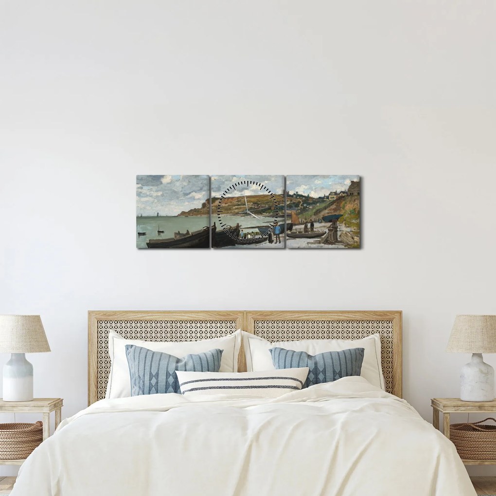 Kép - Claude Monet, Sainte Adresse, reprodukciók (órával) (90x30 cm)