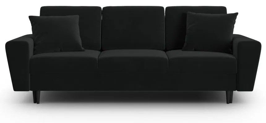Fekete bársony kinyitható tárolóhelyes kanapé 235 cm Kyoto – Cosmopolitan Design