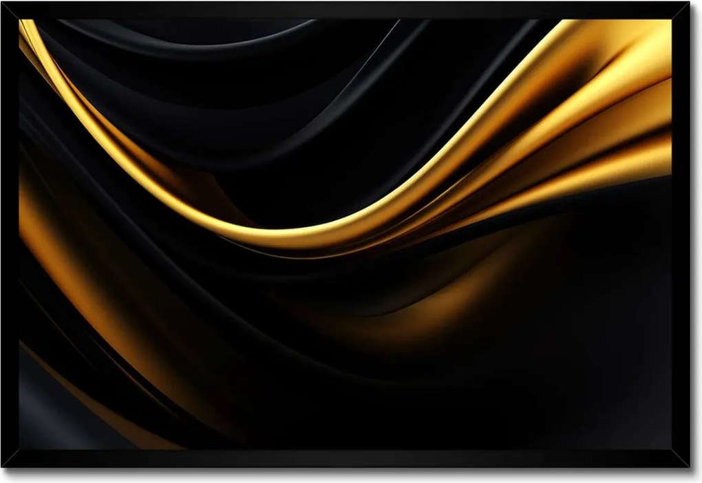 Poszter fekete keretben 60x40 Selyem arany szalag