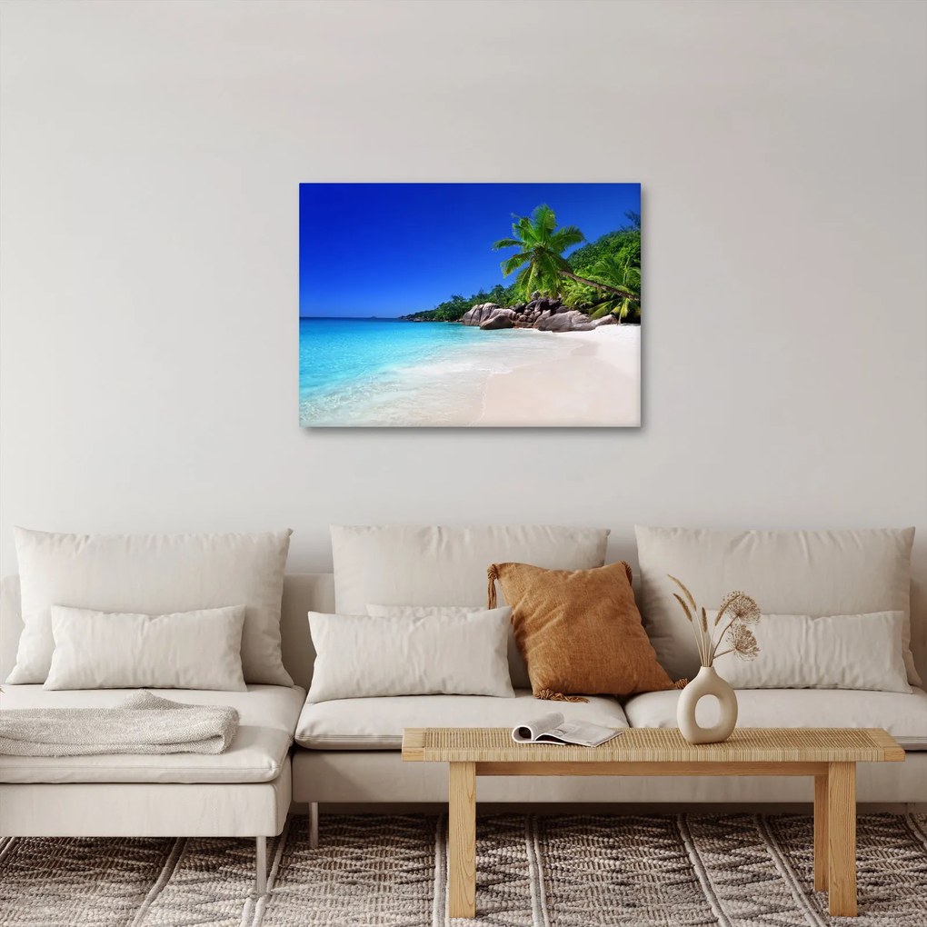 Kép a strandról a Praslin szigeten (70x50 cm)