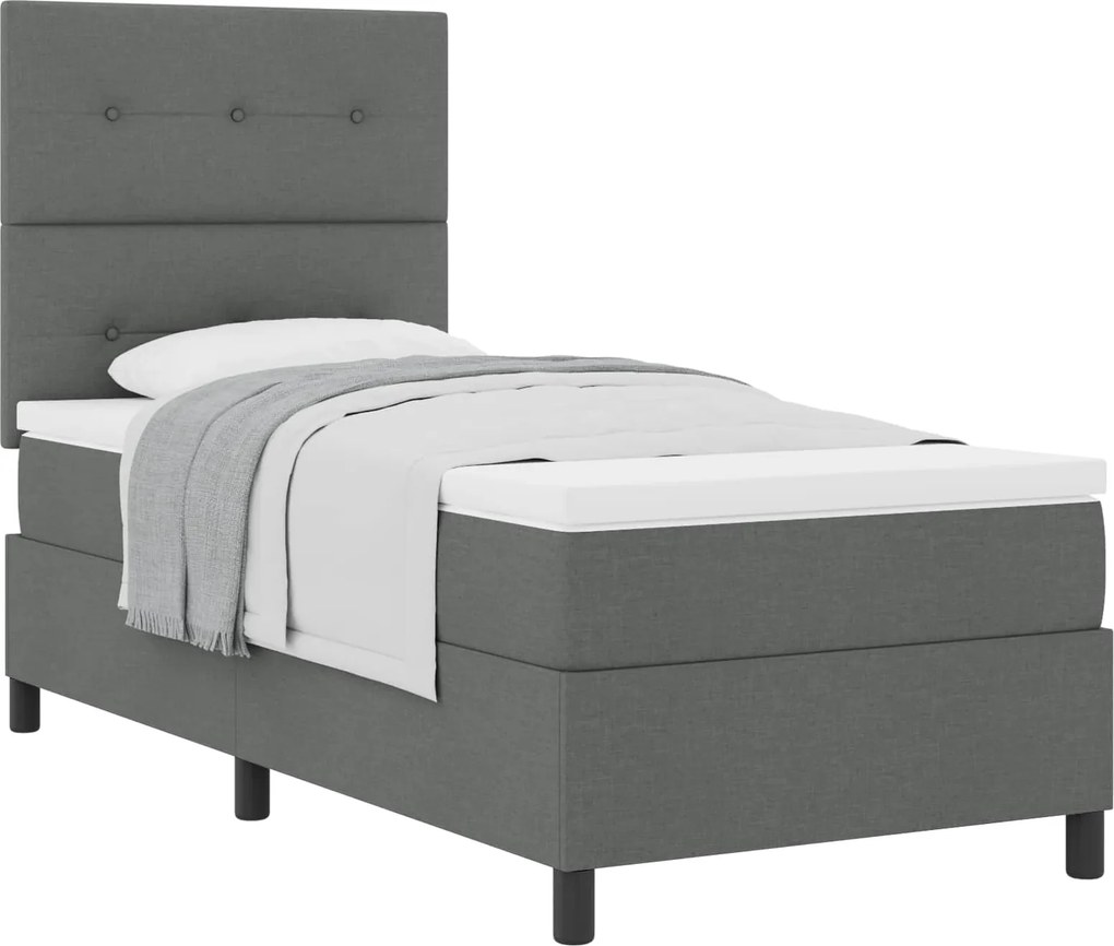 vidaXL Boxrugós ágy matracmal Sötétszürke 80 x 200 cm szövet