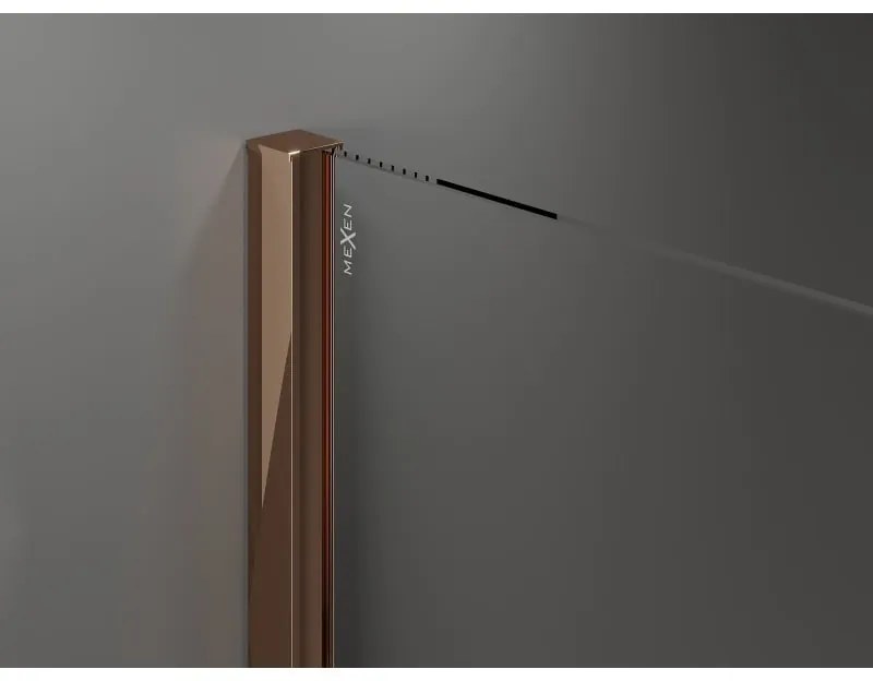 Mexen Velar Duo, tolózuhanyajtó nyitáshoz 140 cm, 8mm szürke üveg, rózsaszín arany, 871-140-000-42-60